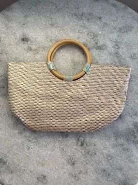 Neiman Marcus Trapeze Metallic Woven Purse
